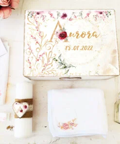Trusou Botez Personalizat Roz Auriu