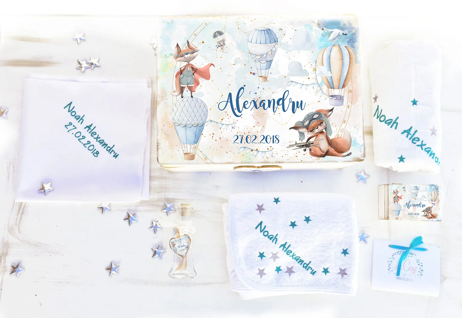 Trusou Botez Personalizat  Vulpite si Baloane