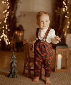 Alternative view of Salopeta bebe Craciun în Carouri