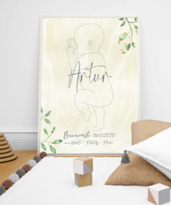 Frunzulite - tablou personalizat cu schita 1:1 a bebelusului