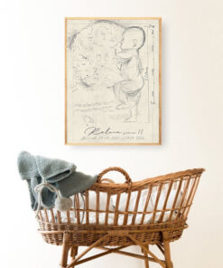 Harta stelelor Bebe - tablou personalizat cu schita 1:1 a bebelusului