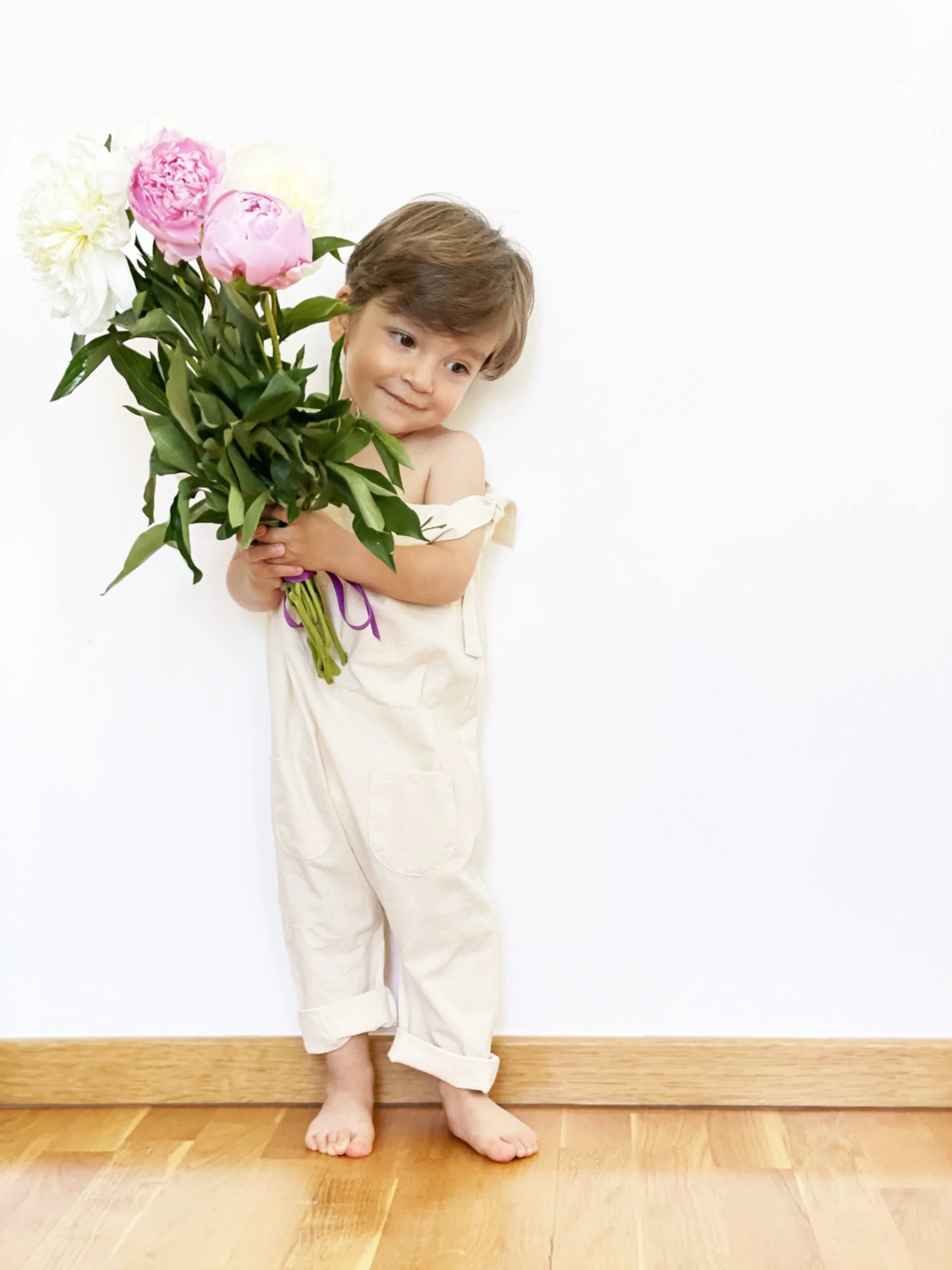 Costumas de vara bebe din bumbac Natur - imagine 3