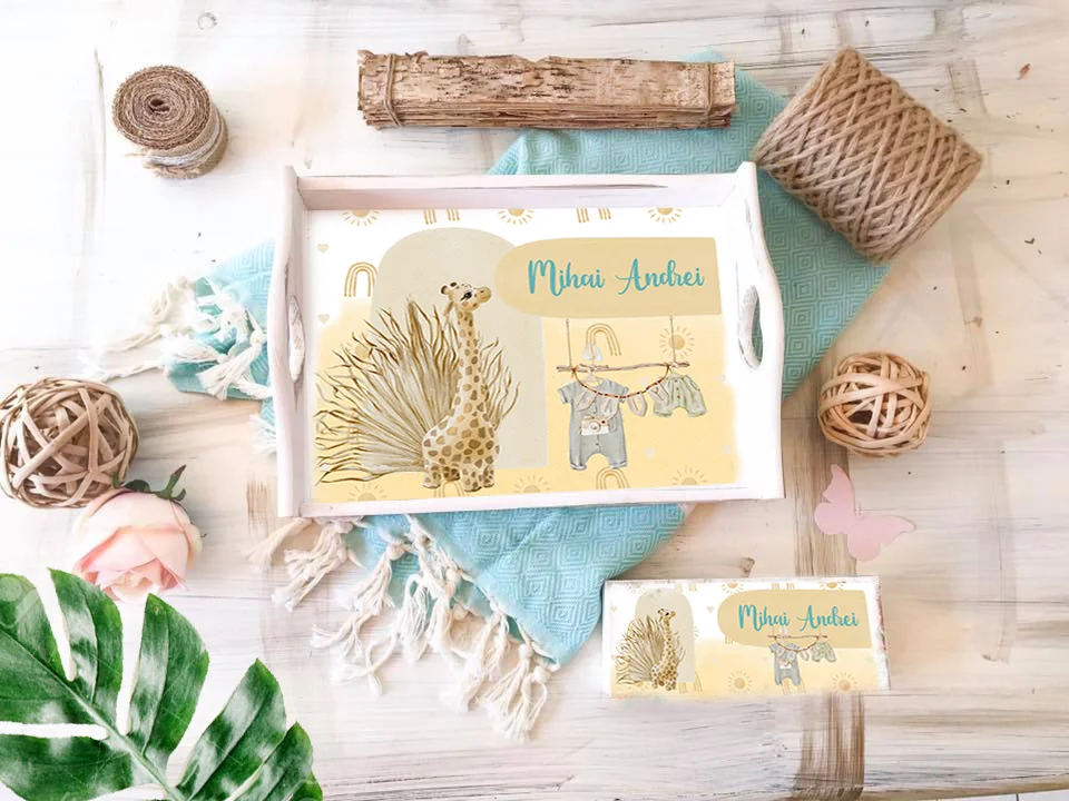 Set 1 an Girafa Boho - tavita mot si cutiuta suvita