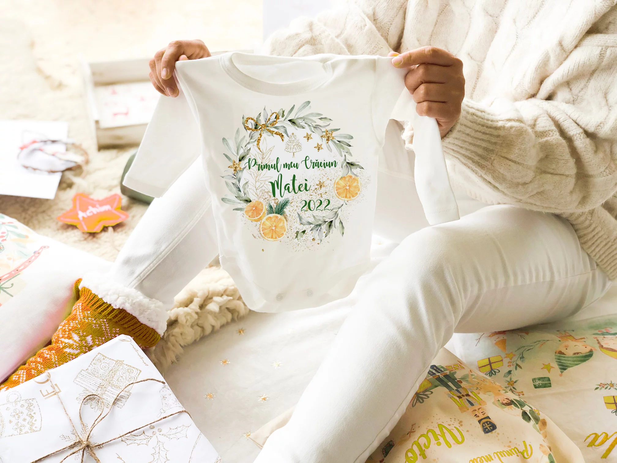 Body Craciun Bebelus Personalizat Portocale Dulci