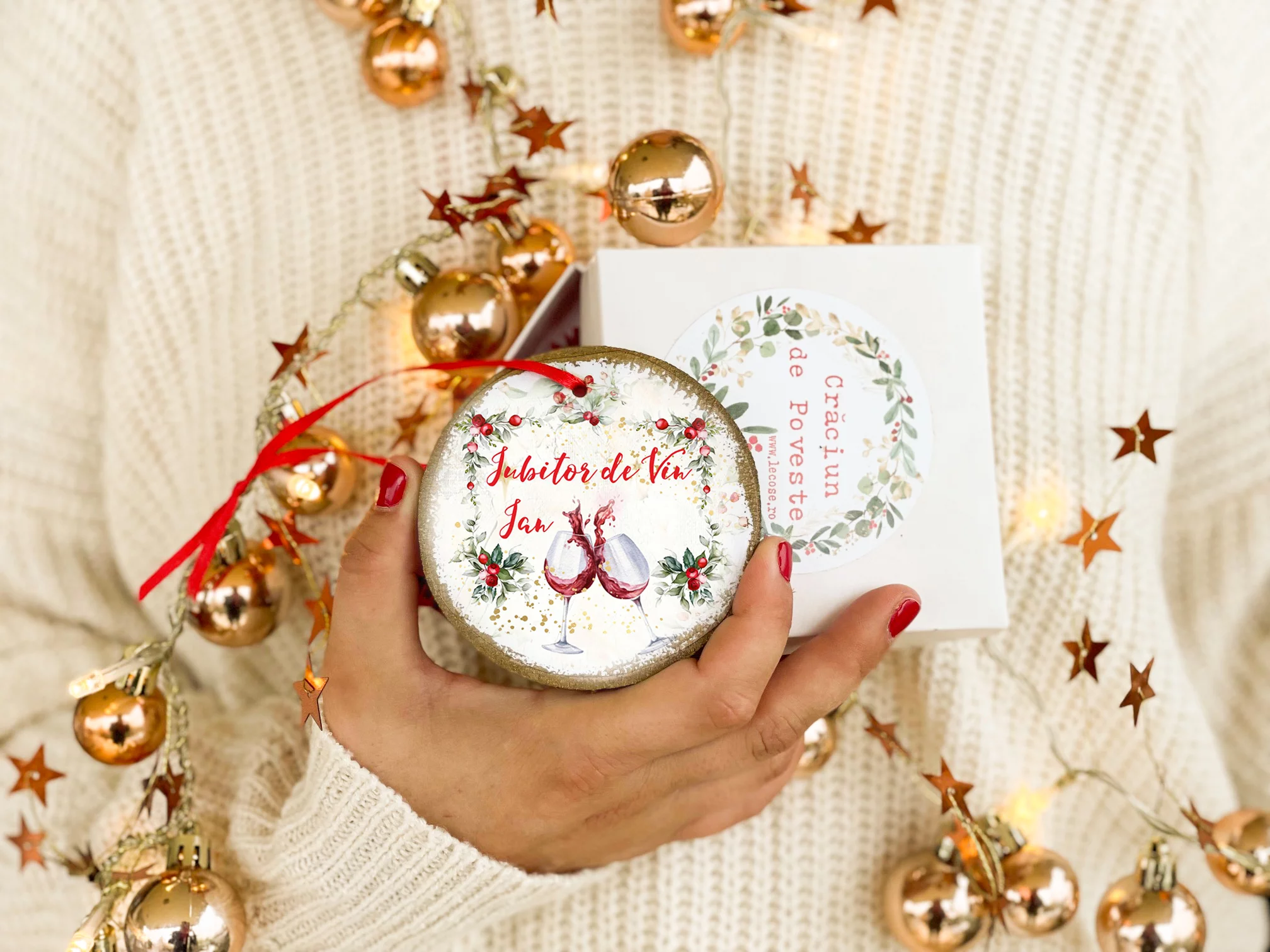 Glob personalizat Iubitor de Vin - ornament cerc