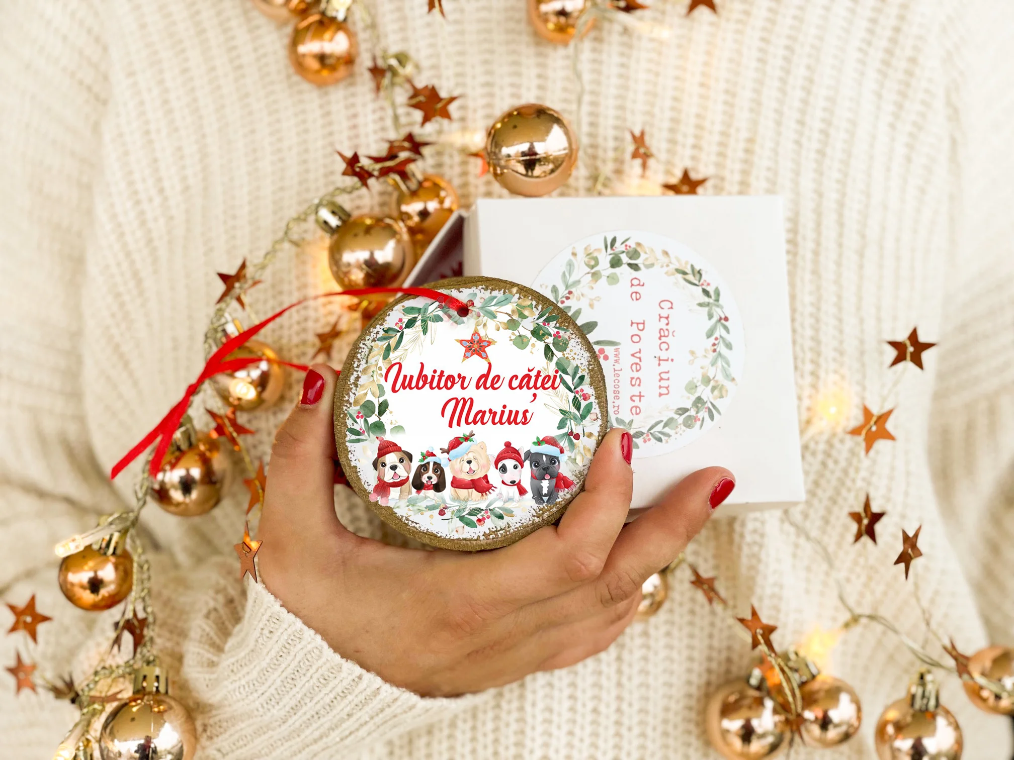 Glob personalizat Iubitor de catei - ornament cerc - imagine 2