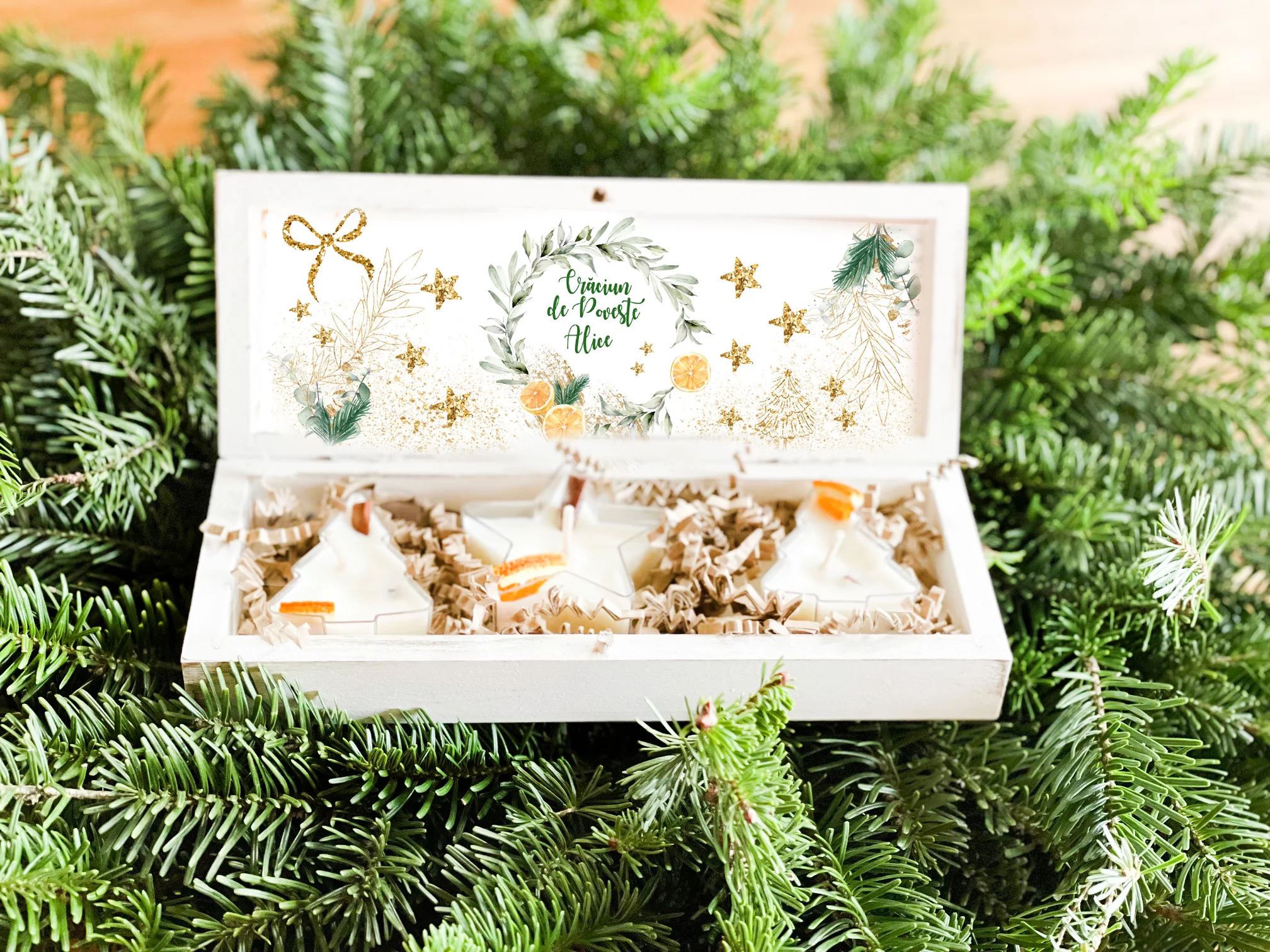 Set cadou Craciun personalizat Portocale - Lumanarele asortate - imagine 2