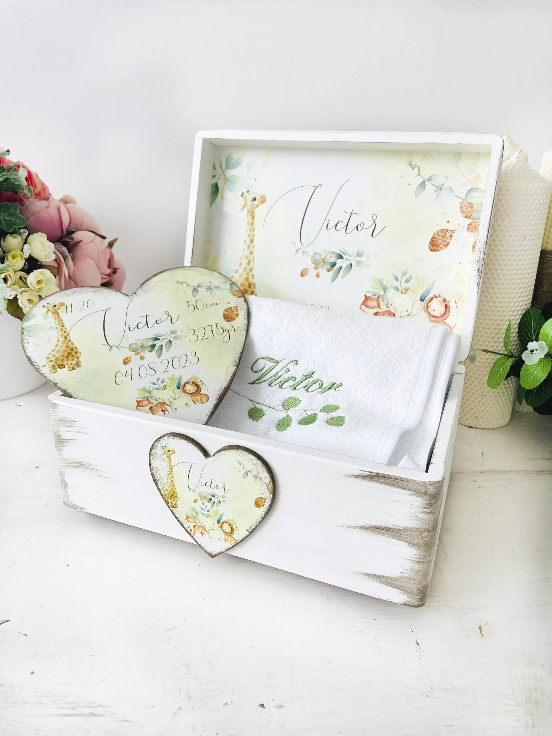 Set Cadou Bebe cu prosop personalizat