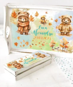 Set 1 an Urs de Toamna tavita mot personalizata si cutiuta suvita