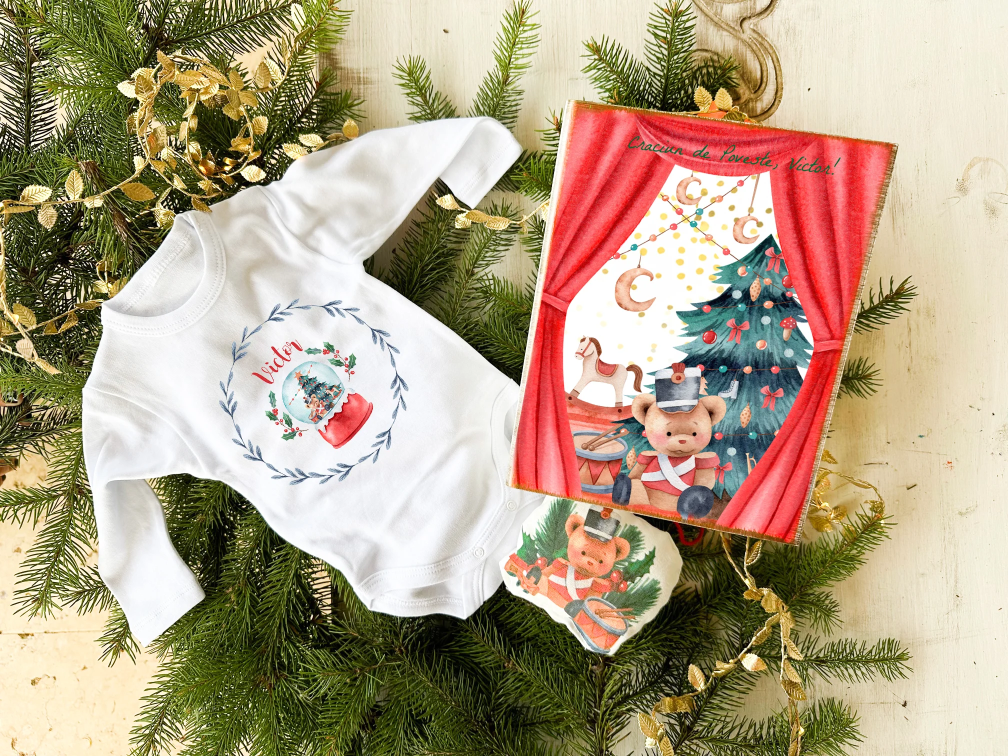 Set cadou personalizat pentru copii Ursuleț de Crăciun - imagine 2