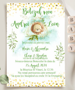 Alternative view of Invitatii botez Bebe Leu Set 10 bucati