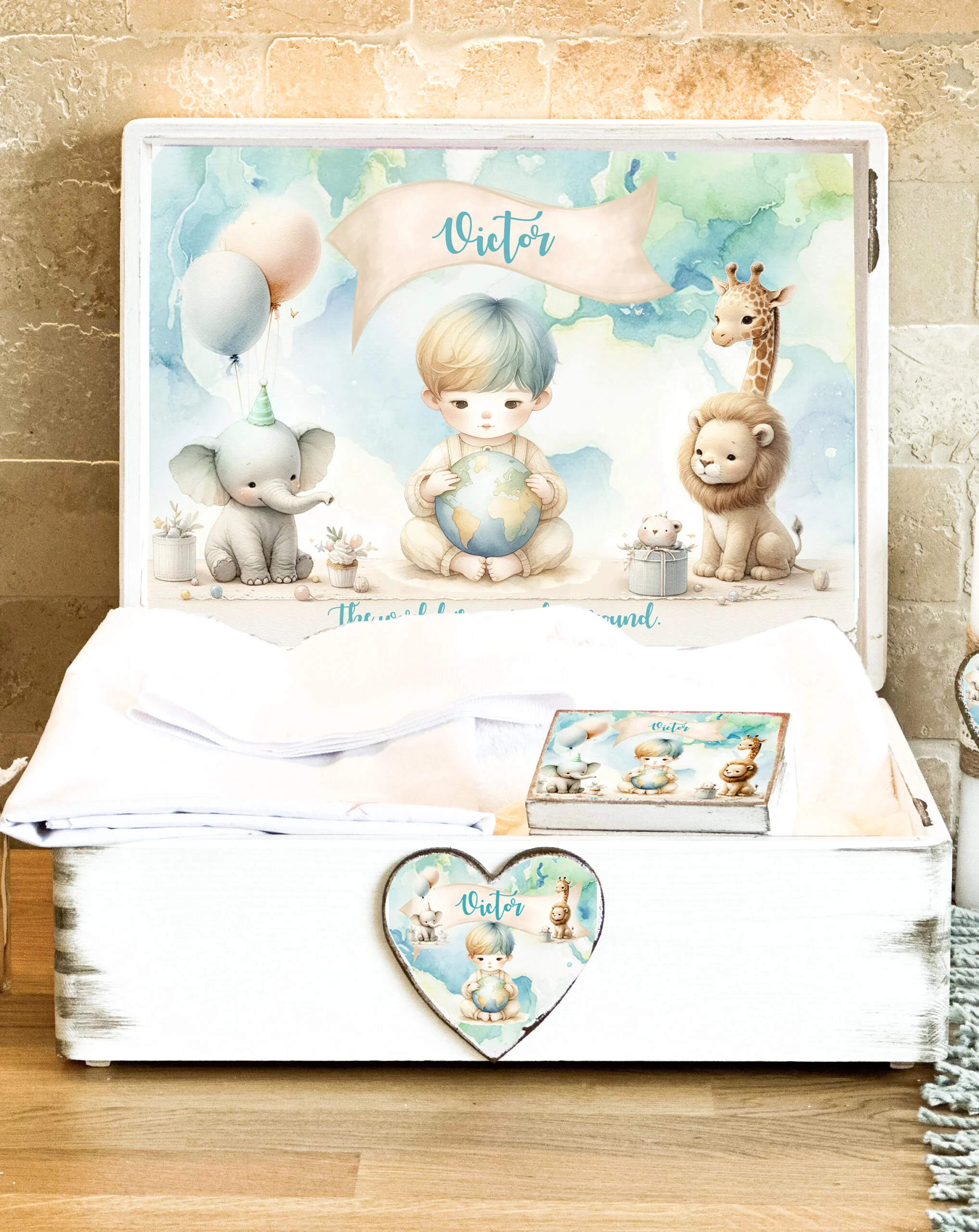 Cutie personalizata amintiri Glob Pamantesc Baieti - imagine 2