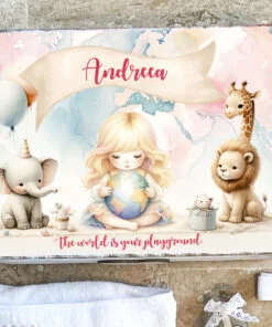 Cutie personalizata amintiri Glob Pamantesc Fetite - imagine 2
