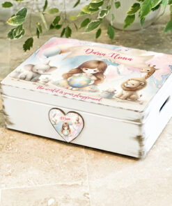 Cutie personalizata amintiri Glob Pamantesc Fetite