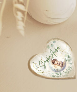 Marturii personalizate magneti - Set 10 Inimi Bebe Luna Harta Stelelor