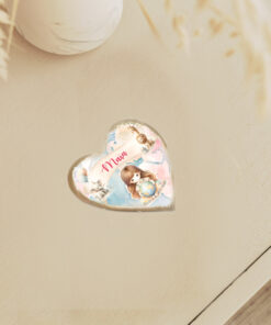 Marturii personalizate magneti - Set 10 Inimi Glob Pamantesc roz