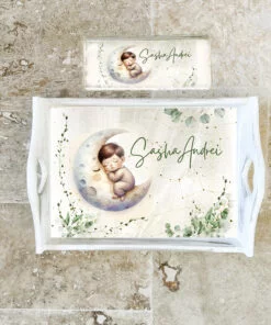 Set 1 an Bebe pe luna - tava mot si cutiuta suvita harta stelelor