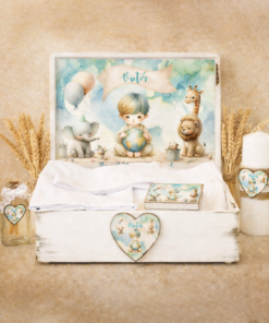 Trusou Botez  Personalizat Globul Pamantesc Bleu