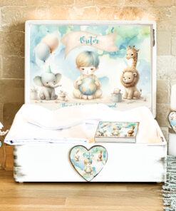 Trusou Botez  Personalizat Globul Pamantesc Bleu