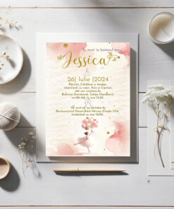 Invitatii Botez Balerina si baloane Set 10 bucati