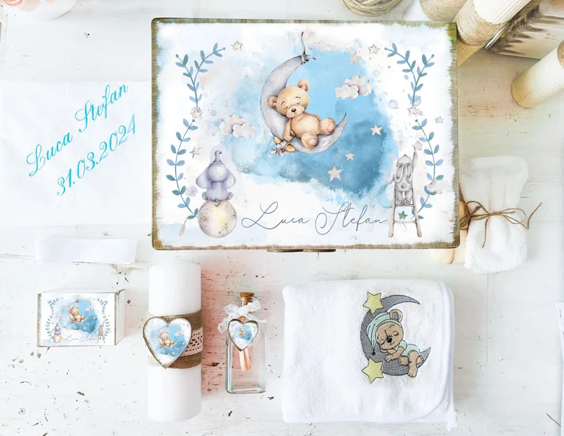 Trusou Bebelus Personalizat Stele in noapte