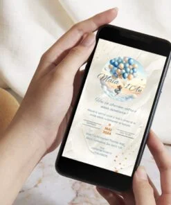 Invitatie digitala Petrecere 1 an Fetita si baloane