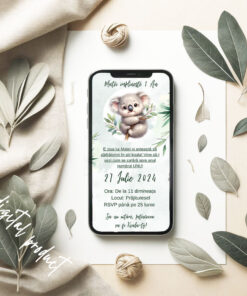 Invitatie digitala Petrecere 1 an Koala