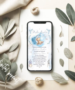 Invitatie digitala botez ursulet Noapte Instelata