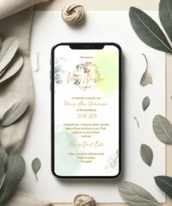 Invitatie digitala botez Eucalipt Urs