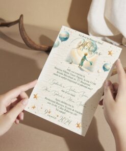 Invitatii Botez Micul Print pe luna Set 10 bucati