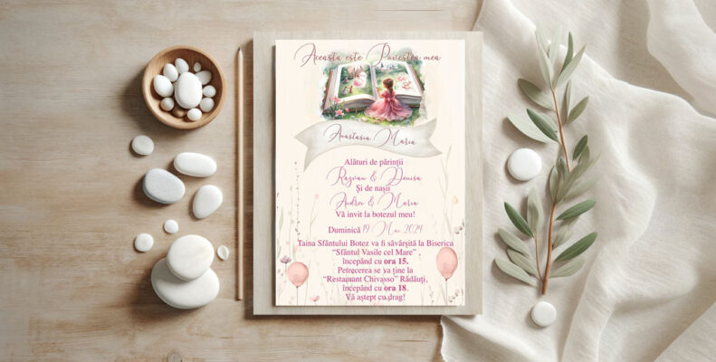Invitatii Botez Povestea mea Set 10 bucati