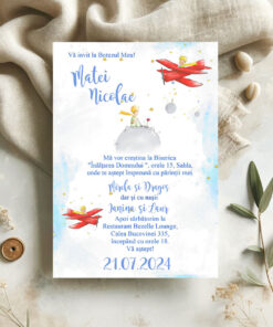 Invitatii Botez Micul Print Zburator Set 10 bucati