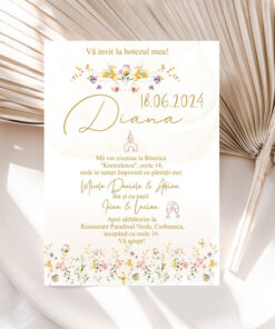 Alternative view of Invitatii Botez Flori de Camp Set 10 bucati