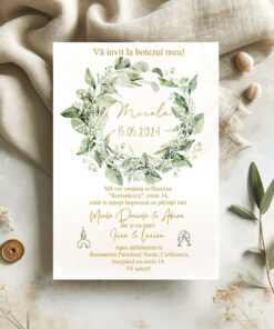 Invitatii Botez Babys Breath Set 10 bucati