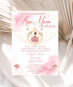 Invitatii Botez Harta Stelelor Printesa Set 10 bucati