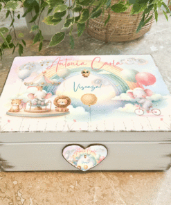 Cutie personalizata amintiri Curcubeu si Carusel