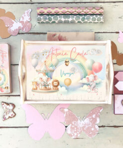 Tavita mot personalizata si cutiuta suvita - Set 1 An Curcubeu si Carusel