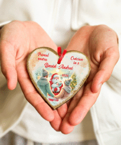 Primul Craciun in trei cu Mosul - ornament personalizat fetita sau baiat