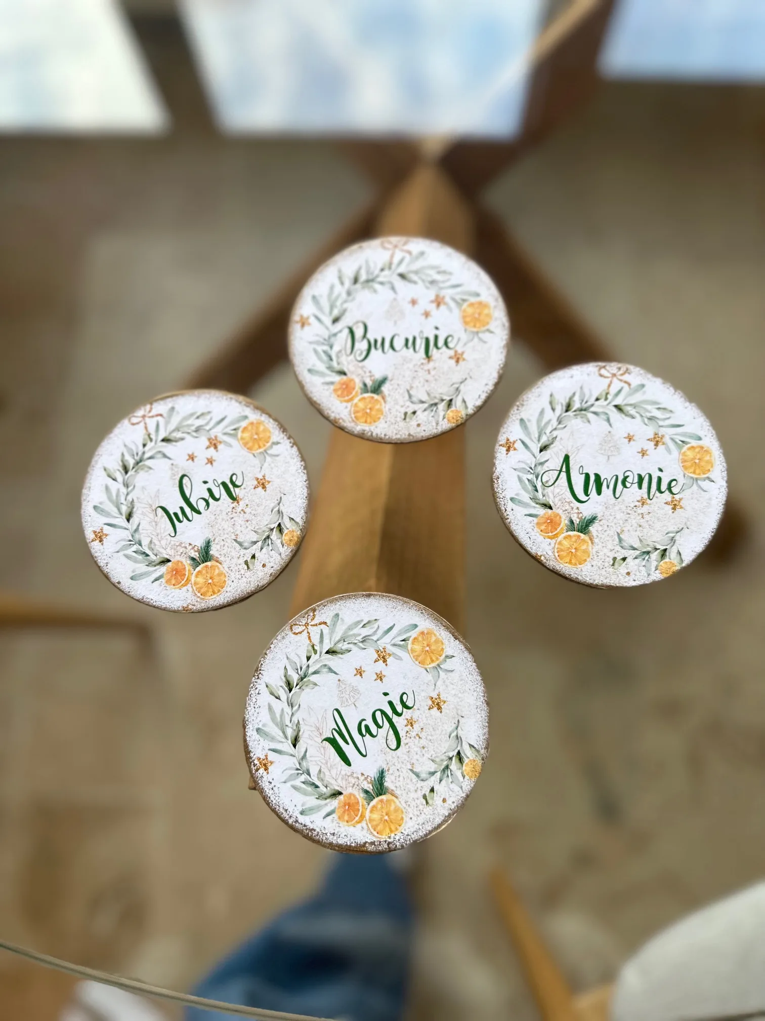 Suporturi pahare Portocale Craciun