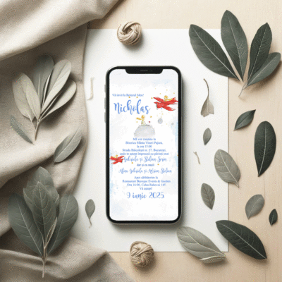 Invitatie digitala botez Micul Print Zburator