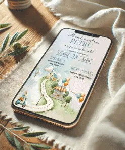 Invitatie digitala Video Botez sau Petrecere Iepurasul pe Vespa