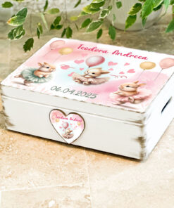 Cutie personalizata amintiri Iepuri Balerini