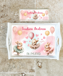 Tavita mot personalizata si cutiuta suvita - Set 1 An Iepuri Balerini