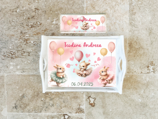 Tavita mot personalizata si cutiuta suvita - Set 1 An Iepuri Balerini