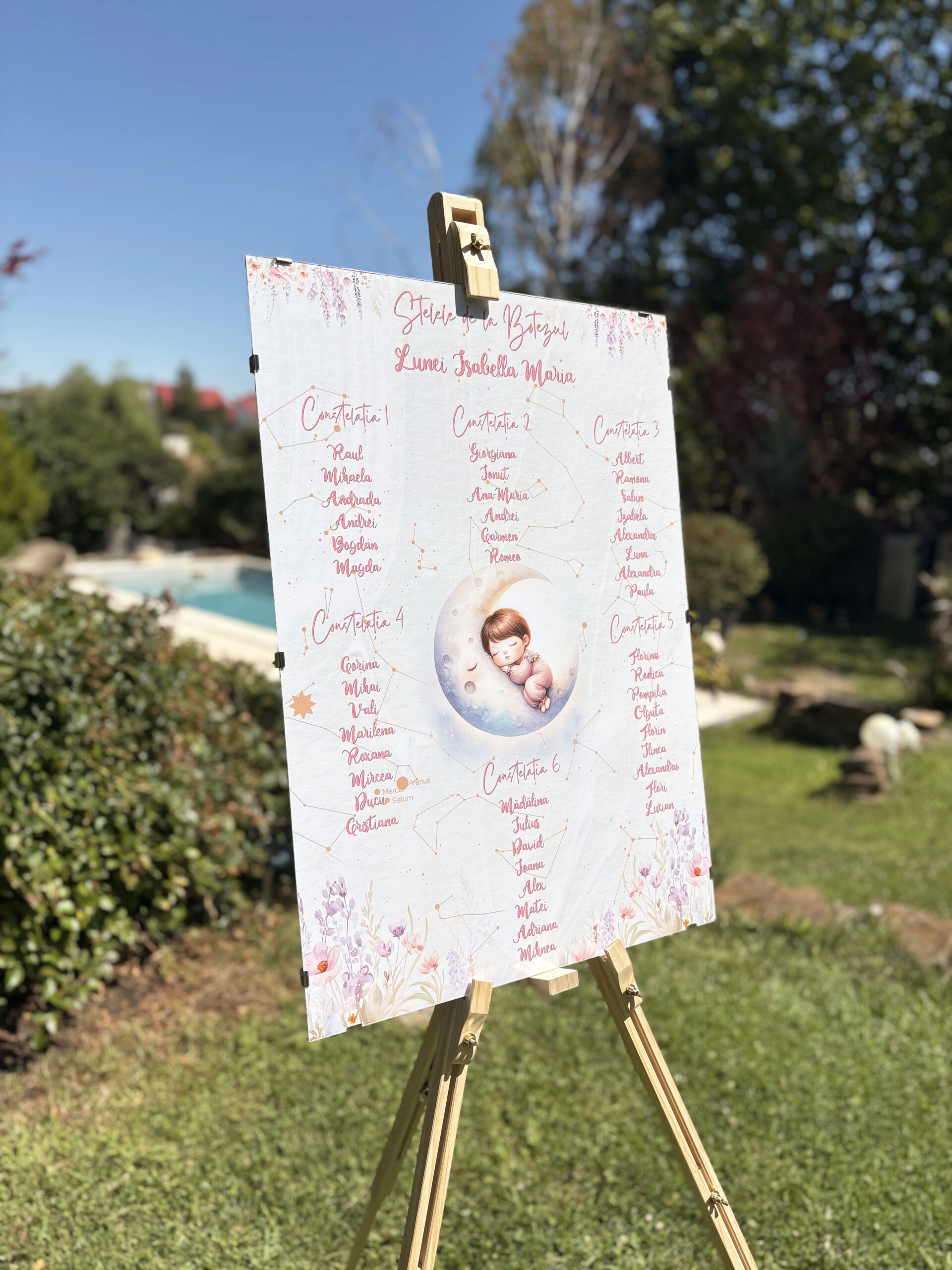 Semn personalizat așezarea invitaților la mese-Fetita pe Luna