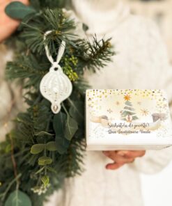 Set Cadou Ornament Portelan si Cutiuta Personalizata Crăciun