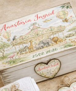 Alternative view of Trusou Botez  Personalizat Carusel Safari Roz