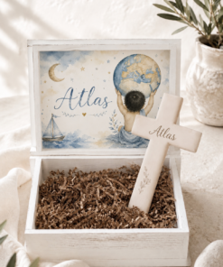 Set cadou nastere bebe si Cruce ceramica personalizata Atlas