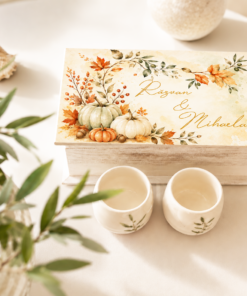 Alternative view of Set cadou nași „Toamna” – 2 căni lucrate manual și cutie personalizată