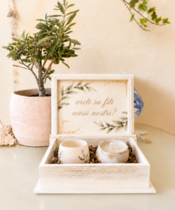 Set cadou „Olive” – o cana si o lumanare lucrate manual și cutie personalizată - imagine 3